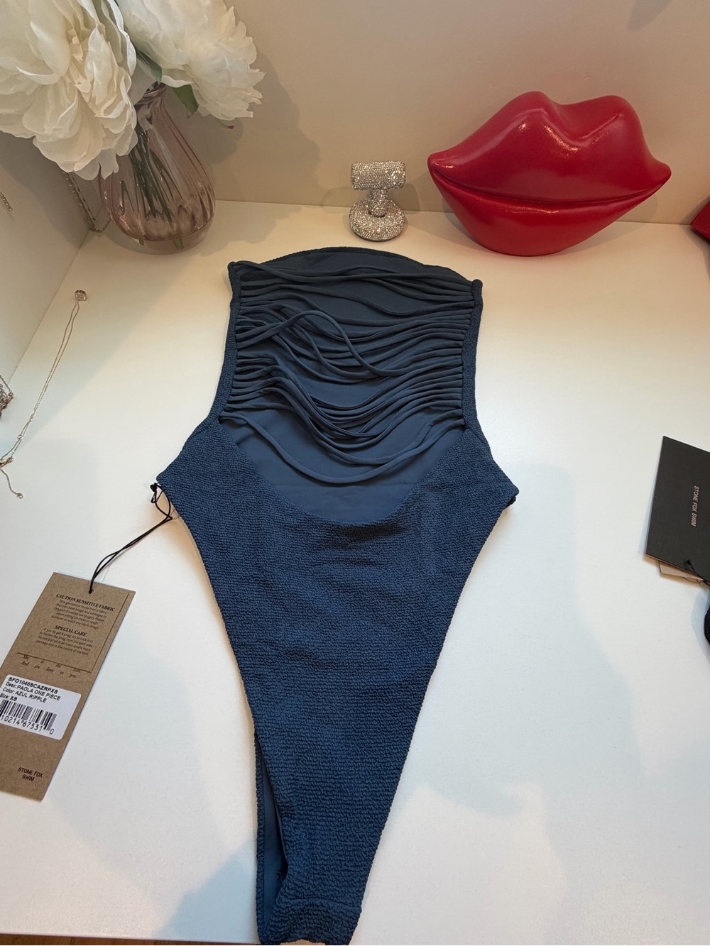 Stone Fox Swim Navy Textured One-Piece Swimsuit